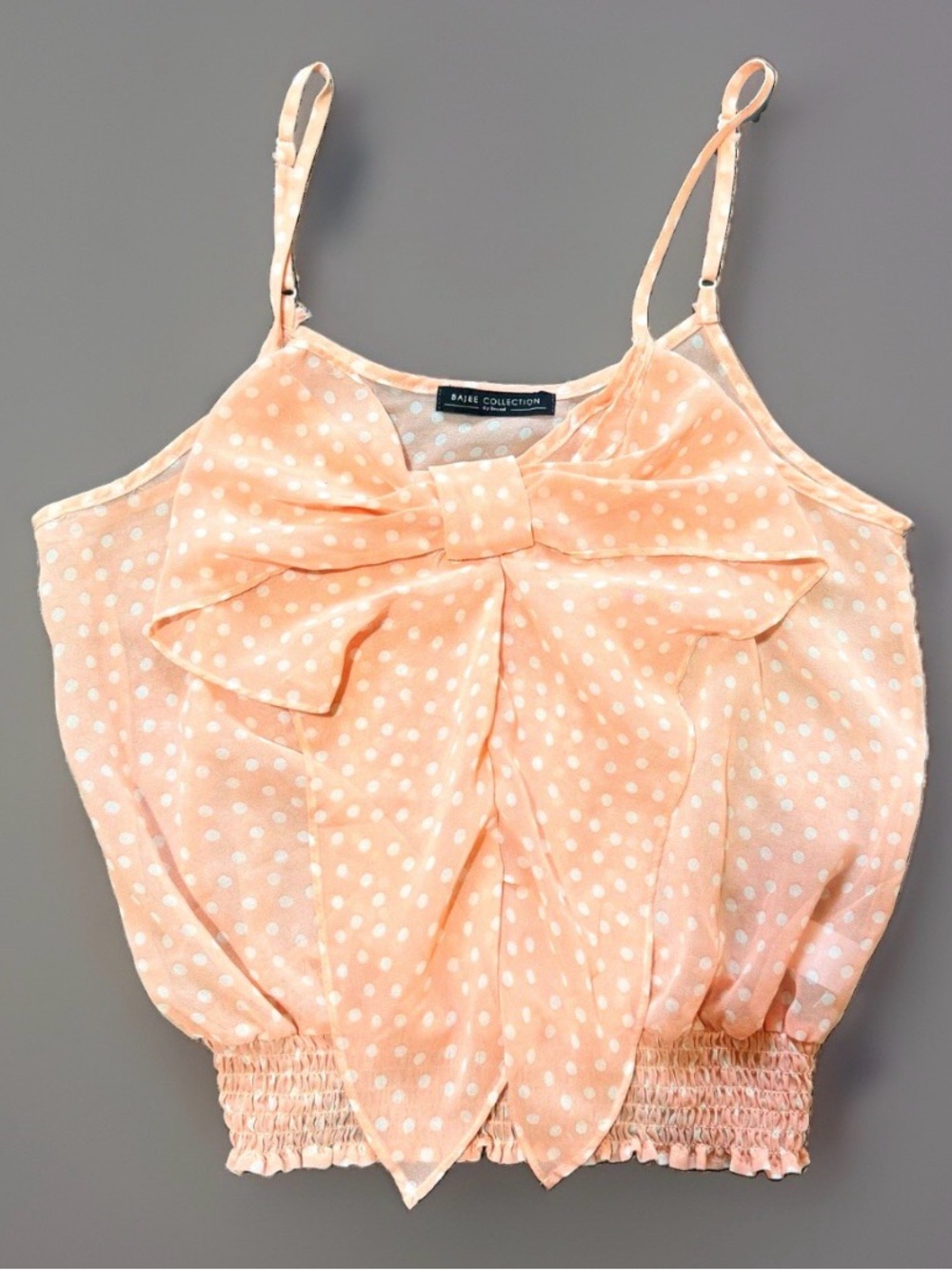 BaJee Collection Peach Pink Polka Dot Bow Cami Top Size M